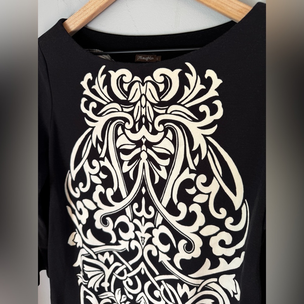 J. Mclaughlin Black White Scroll Pattern Stretchy… - image 3